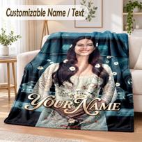 Lana Del Rey Custom Name Flannel Throw Blanket Soft Warm for Sofa Bed Indoor Home Use 150cmx180cm