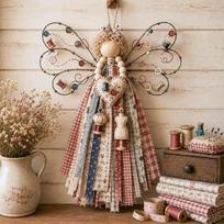 Išpjauti audiniai Audinio angelas Rankdarbių rinkinys Daugiasluoksnės sparnų audinio angelas Kabantis Naujokui Style4