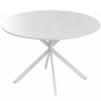 Valgomojo stalas, apvalus, su plieninėmis kojomis, baltas, Ø 120 × 75 cm