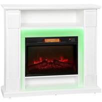 Elektrinis židinys su 3D LED liepsnomis, 1800 W, baltas, 105 × 27 × 97 cm