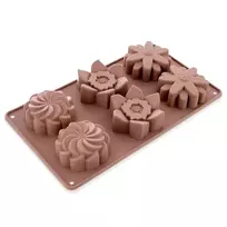 Silikoninė kepimo forma su gėlių raštais, ruda, 27 × 16 × 3 cm