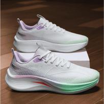 Summer Running Shoes for Men's Carbon Plate Shock Absorption Small Size Sports Shoes Breathable Couple Casual Travel Shoes 44 white
