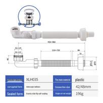 Single-Head Anti-Odor Telescopic Drain Pipe for Washbasin white