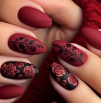 Oval Shaped Floral Pattern Press On Nails Full Cover Matte Finish Durable French Style Artificial Nails Set for Spring Wear One Size brown