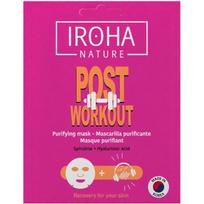 Veido kaukė Iroha Nature Post Workout Purifying Face Sheet Mask MTIN48, su spirulina ir hialurono rūgštimi, 20 ml