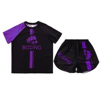 Vaikiškas berniukų Muay Thai šortų ir marškinėlių rinkinys boksui, kikboksui, MMA treniruotėms, kovai, BJJ imtynėms 11-12 Years violetinė