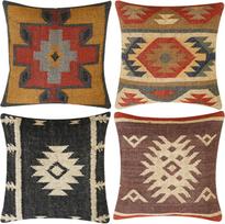 Boho Rankų darbo pagalvės užvalkalas Džiuto Vilnos Pagalvės užvalkalas Vintažinis Indų Tautinis Mesti Pagalvė Sofai Lovai Kėdei Svetainės Dekoras Rinkinys Iš 4 Linen 50*50(CM)-4Pcs