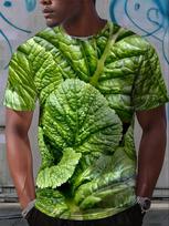 Vyriški Kopūstų Korėjietiškų Salotų T-shirt 3D Spausdinti Trumpomis Rankovėmis Daržovių Vaisių Kvėpuojantis Apvalia Rankove Atsitiktinis Vasaros T-shirt Viršūnės 3XL green