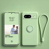 Magnetinis žiedo laikiklis Stovas Skysto silikono telefono dėklas Google Pixel 10A 10 9 Pro XL 8 7 6 Saldainio spalvos Smūgiams atsparus Minkštas dangtelis For Pixel 7 žalia