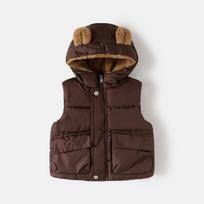 Vaikiška su gobtuvu, pastorinta, šilta, be rankovių liemenė, unisex, vaikų viršutinis drabužis 100cm kava
