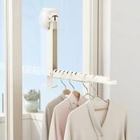 Suction Cup Clothes Rack SpaceSaving No Tools Required Hanger Versatile Retractable Garment Cream White white