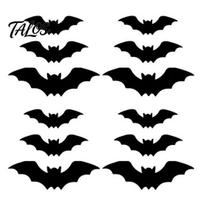 Black Bat Decals with LED Lights Lighted 3D Bat/Spiders Wall Stickers for Halloween Decor, Removable PVC Spiders Decorations Ceiling And Door One Size A black