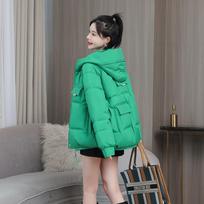 Women's Winter Slim Version Coat Hooded Thickened Warm Zip Section Tops Jacket 3XL žalia
