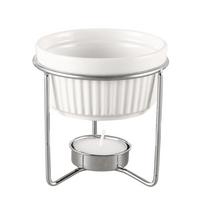 Ceramic Butter Warmer Fondue Pot Stable Metal Rack Chocolate Heater Pot Cheese Melting Pot  Dessert sidabras