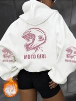 Unisex motociklininko gobtuvas Moto merginos šalmukas Grafika Per dydį Puloveris Džemperis Biker Gatvės stilius Ruduo Žiema 3XL gray