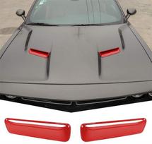 2 Pcs Red ABS Car Hood Outlet Vents Cover Trim For 2015-2022 Dodge Challenger