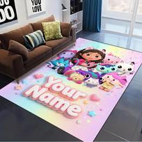 Name Custom Gabby Dollhouse Carpet Rug for Living Room Bedroom Home Sofa Decoration,Kids play Non-slip Floor Mat 80x120cm( 31x47in)