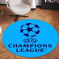 Uefa Champions (1) Round Office Rug Decorative Floor Rug for Office Bedroom Living Room and Home Space 80cmx80cm white