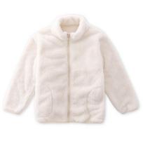 Kids Warm Fleece Lined Solid Winter Jacket Boys Girls Parent Child Casual Outerwear 170cm smėlis