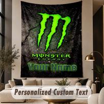 Custom Text Tapestry Monster Energy Print Wall Tapestry Indoor Living Room Wall Decor 180cmx230cm