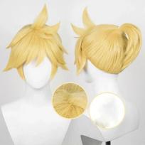 2026 New High Quality Rin Len Cosplay Wig Short Light Golden Women Man Heat Resistant Synthetic Hair Anime Wigs + Hairnet One Size beige