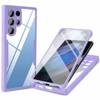 360° viso korpuso telefono dėklas Samsung Galaxy S24 S23 S22 S21 Ultra Plus FE, atsparus smūgiams dėklas Samsung A55 A54 A35 A25 S25 violetinė