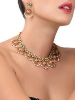 Gold Tone Traditional Temple Choker Necklace Set For Women Onesize auksas