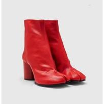 New sub-toe thin thick heel high heel fashion niche low sleeve large size women's boots women's shoes 34 red