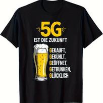 MenS Funny German Saying TShirt 5G IST DIE ZUKUNFT 5G Is The Future Beer Mug Graphic Tee Black Shirt Short Sleeve Shirt Unisex 3XL yellow