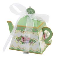Carton European Sugar Box Retro Printing Teapot Happy Candy Box, Personalized Afternoon Tea Cake Candy Box white