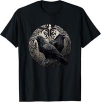 Huginn Muninn Ravens Norse Mythology Viking Symbol Graphic TShirt Men Casual Cotton Tee - Men's Summer Cotton Graphic Tee 4XL įvairiaspalvis