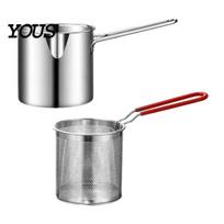 Deep Fryer Pot with Basket Stainless Steel Fryer, Oil Saving Fry & Durable Frying Clip for Home Commercial, Heat Resistant Pan Gas Stove Professional gray