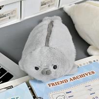 Kawaii Seal Plush Pencil Bag With Glasses Frames Large Capacity School Supplies Storage For Girls Stationery A4 gray