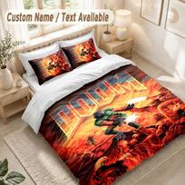 DOOM Bedding Set, 1 Duvet Cover & 2 Pillowcases Soft Comfortable Bedroom Home Textile Decor 140cmx200cm black