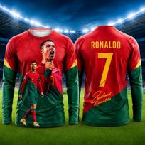 Portuguese No. 7 Football Jersey 3D Printed Breathable Training Suit for Matches Football Top Men's Long-sleeved T-shirt Y2k 4XL gray