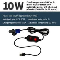 Mini Aquarium Heating Rod Fish Tank Aquarium Heater Submersible Thermostat Heater 18-34°C Adjustable Temperature Usb Charging A10 black
