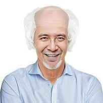 Senolio balta skusta kepurė su plaukais šonuose, plikės perukas, senelio Helovino kostiumas, Cosplay perukas beige