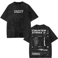 Retro Vintage Counter Strike 2 marškinėliai Unisex Storo Medvilnės T-shirt 140 black