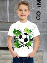 Vyriški marškinėliai su futbolo spauda Vasariniai Vaikams Trumpomis Rankovėmis Laisvalaikio Puloveris Sportiniai Berniukų Viršutiniai Drabužiai Lauko Kvėpuojantys Vaikų Drabužiai 140 white