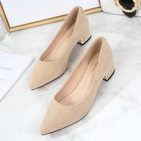 Didelis dydis 34-43 Moteriški zomšiniai odiniai batai 3,5 cm aukštakulniai moteriški suknelei darbiniai batai Slip On Pumps Moteriški kvadratiniai aukštakulniai vestuviniai batai 38 kūno spalva