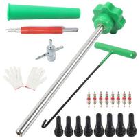 Professional Valves Stem Repair Kit Including Puller Installer Wrench And Dust Caps For Vehicles Tire Maintenance green
