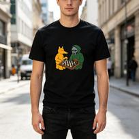 Cartoon Fox and Masked Chess Graphic T Shirt Funny Game Print Unisexs 100Cotton Crew Neck Y2k Top Harajuku Unisex 4XL black