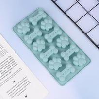 Silicone Puppy Dog Paw Bone Molds Elegant Chocolate Cookie Mold For Baking Non-Stick Dog Treat Molds Suitable For Microwave Oven mėlyna
