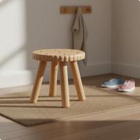 Wooden Shoe Bench Cute Cookie Style Low Stool Solid Wood for Entryway brown