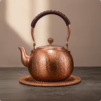 Copper Tea Kettle Handcrafted with Strainer Stovetop Teapot Infuser for Collectors, 1500ML brown