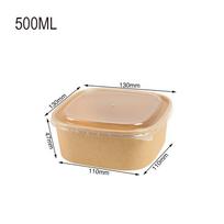 10pcs/set Kraft Paper Lunch Box with Lid Leakproof Bento Boxes Disposable Large Capacity Takeout Box for Kitchen Accessories beige