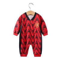 Kūdikio berniuko sportinis laisvalaikio patogus madingas kombinezonas, futbolo marškinėliai, bodžiai, mielas ir gražus 80cm(9-12 Months) raudona