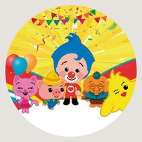 Round Circus Tent Plims Friend Backdrop Kids Birthday Baby Shower Background Circle Cylinder Surface Banner Decoration Prop D4ft(120cm)Vinyl