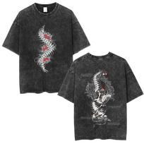 Washed Vintage Anime Tokyo Ghoul Kaneki Ken Centipede Graphic T-shirt Men Women Cotton Retro T-shirts Casual Oversized T Shirts S gray
