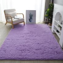 Šilkinis vilnos tie-dye kilimas pliušinis svetainės miegamojo naktinio stalelio pledas grindų kilimėlis minkšta pagalvėlė buitinis 80*160CM šviesiai violetinė spalva